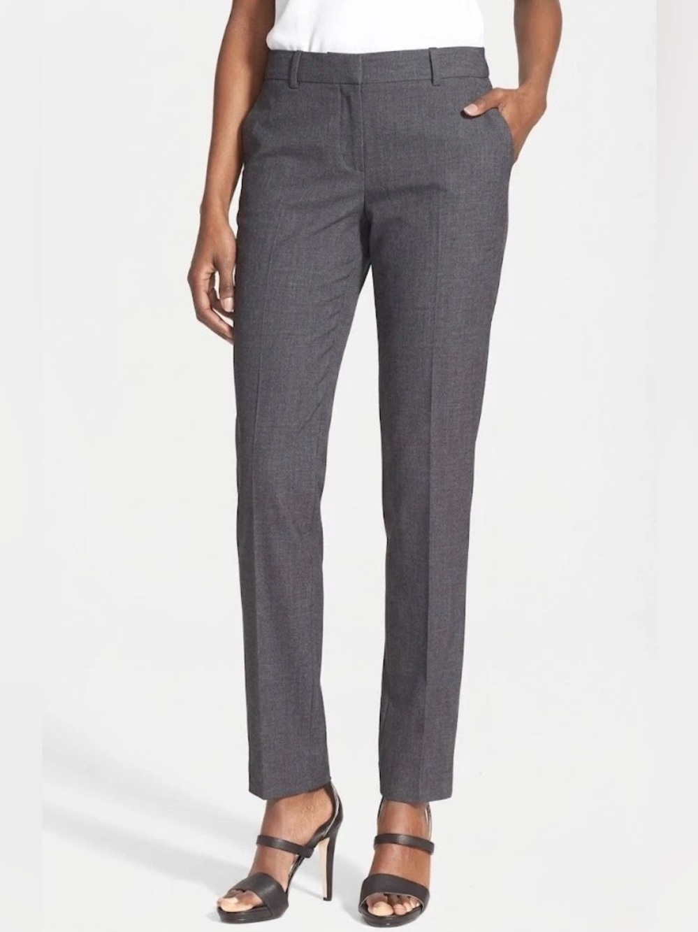 ✨NWT✨Theory | Charcoal Grey/Gray Testra 2B Tapered Straight-Leg Dress Pants Sz 2